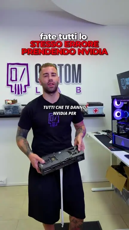 Reel per Custom Lab: il titolare spiega in camera perché non scegliere Nvidia